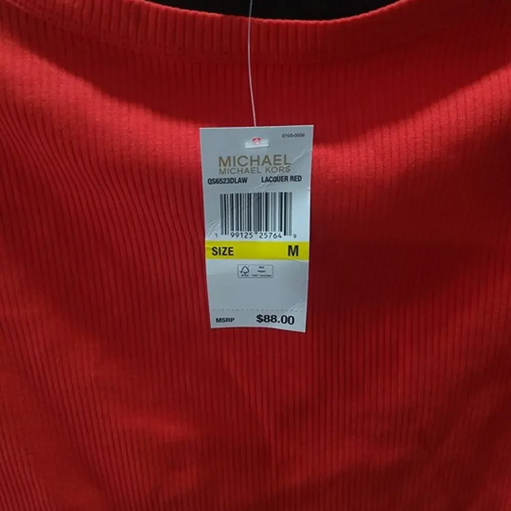 Michael Kors Ribbed Knit Top Red Women's Medium NWT